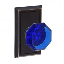 Fusion V-23-S8-0-ORB - Victorian Cobalt Glass Knob with Shaker Rose Privacy Set in Oil Rubbed