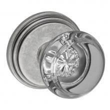 Fusion V-29-B1-0-ATP - Flat Iron Glass Knob with Stepped  Rose Privacy Set in Antique