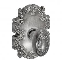 Fusion P-34-C8-0-ATP - Scroll Egg Knob with Victorian Rose Passage Set in Antique