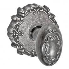 Fusion P-34-C9-0-ATP - Scroll Egg Knob with Round Victorian Rose Passage Set in Antique