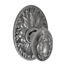 Fusion P-34-D9-0-ATP - Scroll Egg Knob with Oval Floral Rose Passage Set in Antique