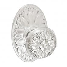 Fusion V-35-D9-0-BRN - Floral Half-Round Knob with Oval Floral Rose Privacy Set in Brushed