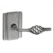 Fusion V-AB-E2-0-ATP-R - Basket Lever with Blacksmith Rose Privacy Set in Antique Pewter - Right