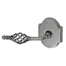 Fusion P-AB-E3-0-ATP-L - Basket Lever with Beveled Scalloped Rose Passage Set in Antique Pewter - Left