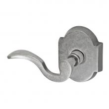 Fusion V-AD-E3-0-ATP-L - Drop Tail  Lever with Beveled Scalloped Rose Privacy Set in Antique Pewter - Left