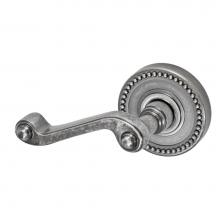 Fusion D-AE-B6-E-ATP-L - Ornate Lever with Beaded Rose Dummy Single in Antique Pewter - Left