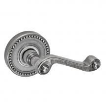 Fusion D-AE-B6-E-ATP-R - Ornate Lever with Beaded Rose Dummy Single in Antique Pewter - Right