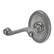 Fusion D-AE-B7-E-ATP-L - Ornate Lever with Oval Beaded Rose Dummy Single in Antique Pewter - Left