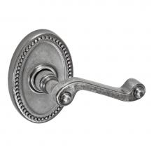 Fusion D-AE-B7-E-ATP-R - Ornate Lever with Oval Beaded Rose Dummy Single in Antique Pewter - Right
