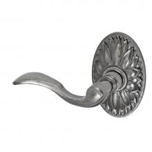 Fusion V-AF-D9-0-ATP-L - Paddle Lever with Oval Floral Rose Privacy Set in Antique Pewter - Left