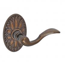 Fusion P-AF-D9-0-MDB-R - Paddle Lever with Oval Floral Rose Passage Set in Medium Bronze - Right