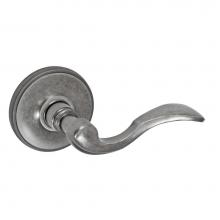 Fusion V-AF-F2-0-ATP-R - Paddle Lever with Cambridge Rose Privacy Set in Antique Pewter - Right