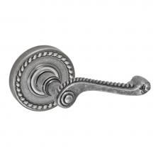 Fusion V-AG-B8-0-ATP-R - Rope Lever with Rope Rose Privacy Set in Antique Pewter - Right