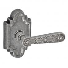 Fusion V-AM-C2-0-ATP-R - Concha Lever with Navajo Stepped Scalloped Rose Privacy Set in Antique Pewter - Right