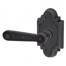 Fusion V-AM-C2-0-ORB-L - Concha Lever with Navajo Stepped Scalloped Rose Privacy Set in Oil Rubbed Bronze - Left