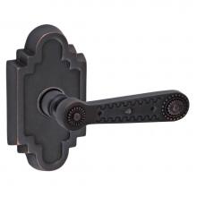 Fusion V-AM-C2-0-ORB-R - Concha Lever with Navajo Stepped Scalloped Rose Privacy Set in Oil Rubbed Bronze - Right