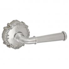 Fusion V-AN-C9-0-BRN-R - St Charles Lever with Round Victorian Rose Privacy Set in Brushed Nickel - Right