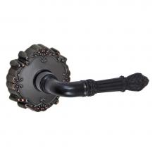 Fusion V-BD-C9-0-ORB-R - Venetian Lever with Round Victorian Rose Privacy Set in Oil Rubbed Bronze - Right