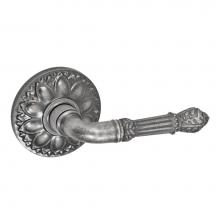 Fusion V-BD-D8-0-ATP-R - Venetian Lever with Floral Rose Privacy Set in Antique Pewter - Right