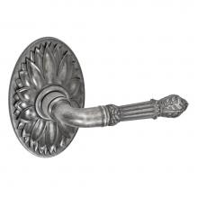 Fusion P-BD-D9-0-ATP-R - Venetian Lever with Oval Floral Rose Passage Set in Antique Pewter - Right