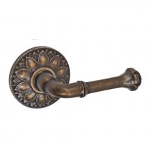 Fusion P-BE-D8-0-MDB-R - Tuscan Lever with Floral Rose Passage Set in Medium Bronze - Right