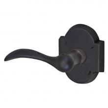 Fusion V-BQ-G1-0-ORB-L - Sandcast Rainier Lever with Sandcast Brass Scalloped Rose Privacy Set in Oil Rubbed Bronze - Left