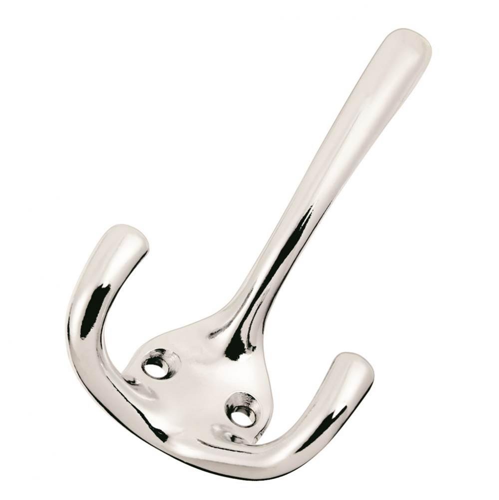 Hooks Collection Coat Hook Triple 5/8'' C/C Chrome Finish