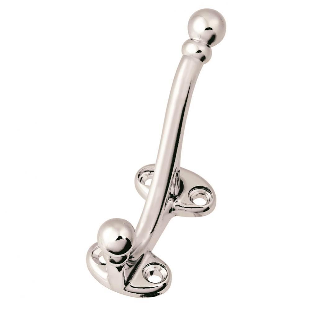 Hooks Collection Coat Hook Double 5/8'' C/C Chrome Finish