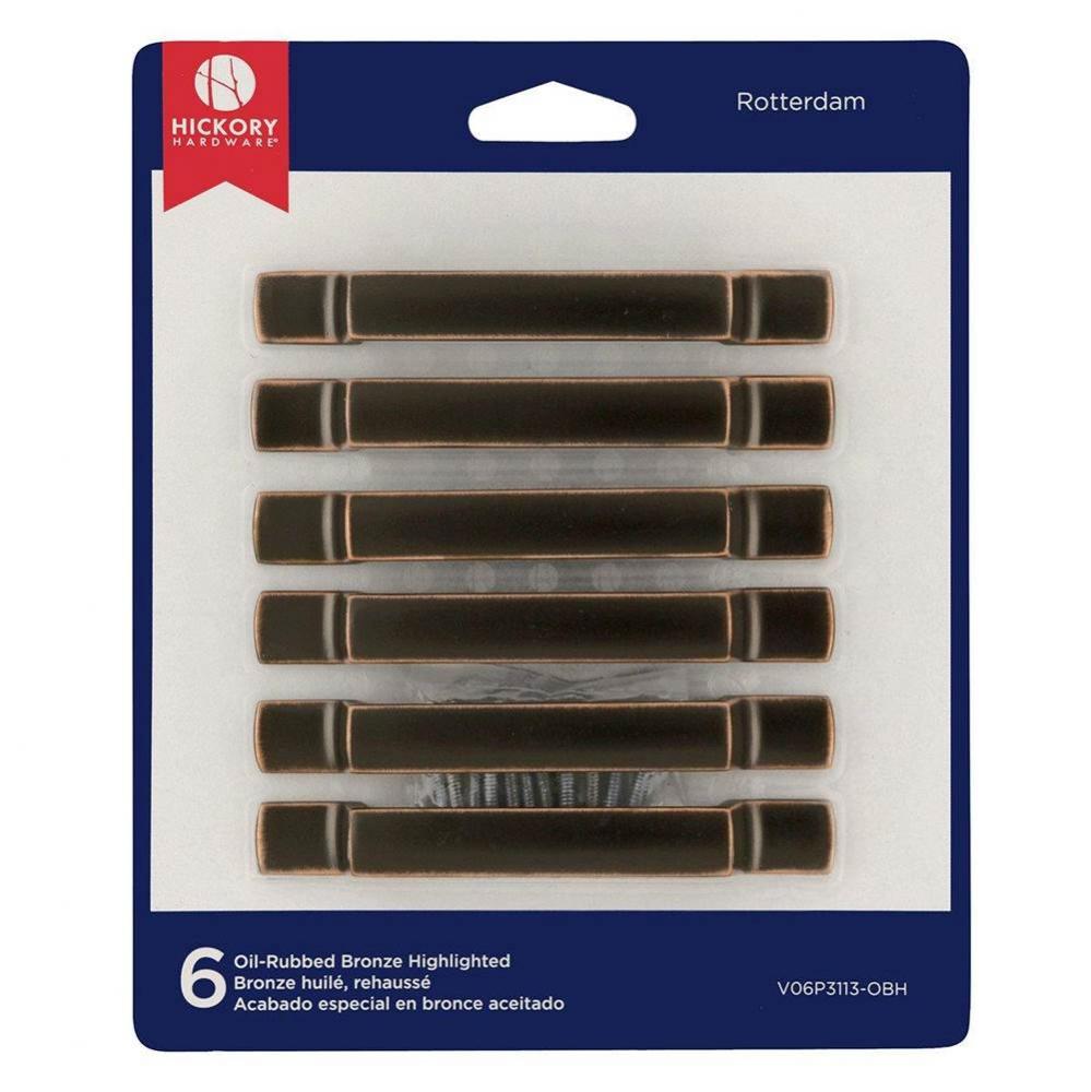 3 In. Rotterdam Oil-Rubbed Bronze Cabinet Pull (6-Pack)