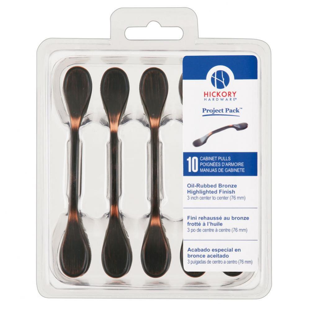 Project Pack Collection Pull 3'' C/C Oil-Rubbed Bronze Highlighted Finish (10 Pack)
