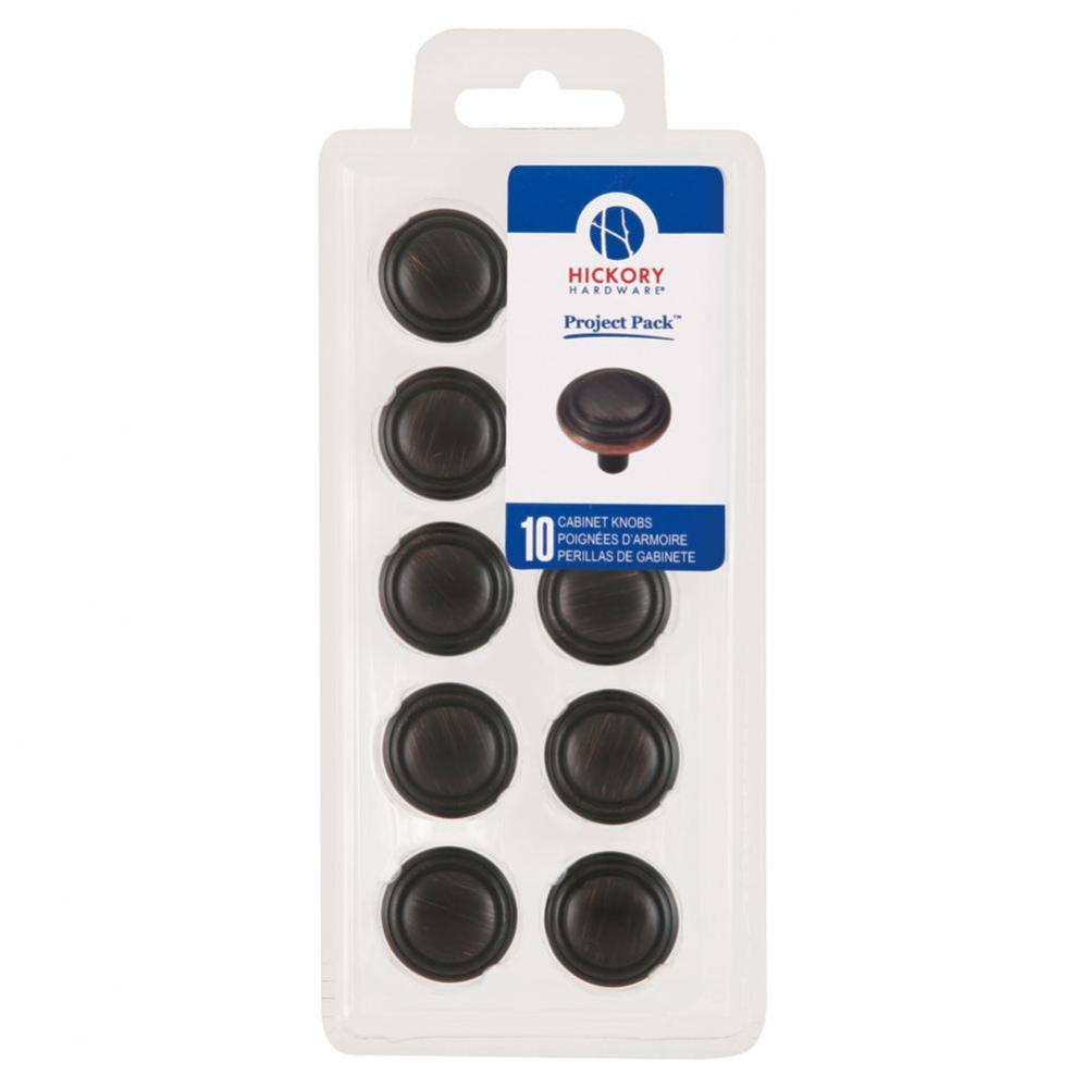 Project Pack Collection Knob 1-1/8'' Vintage Bronze Finish (10 Pack)