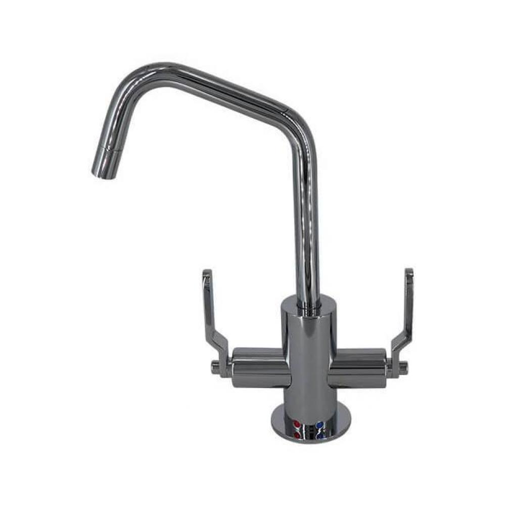 Hot & Cold Water Faucet with Contemporary Round Body & Industrial Lever Handles (120-degre