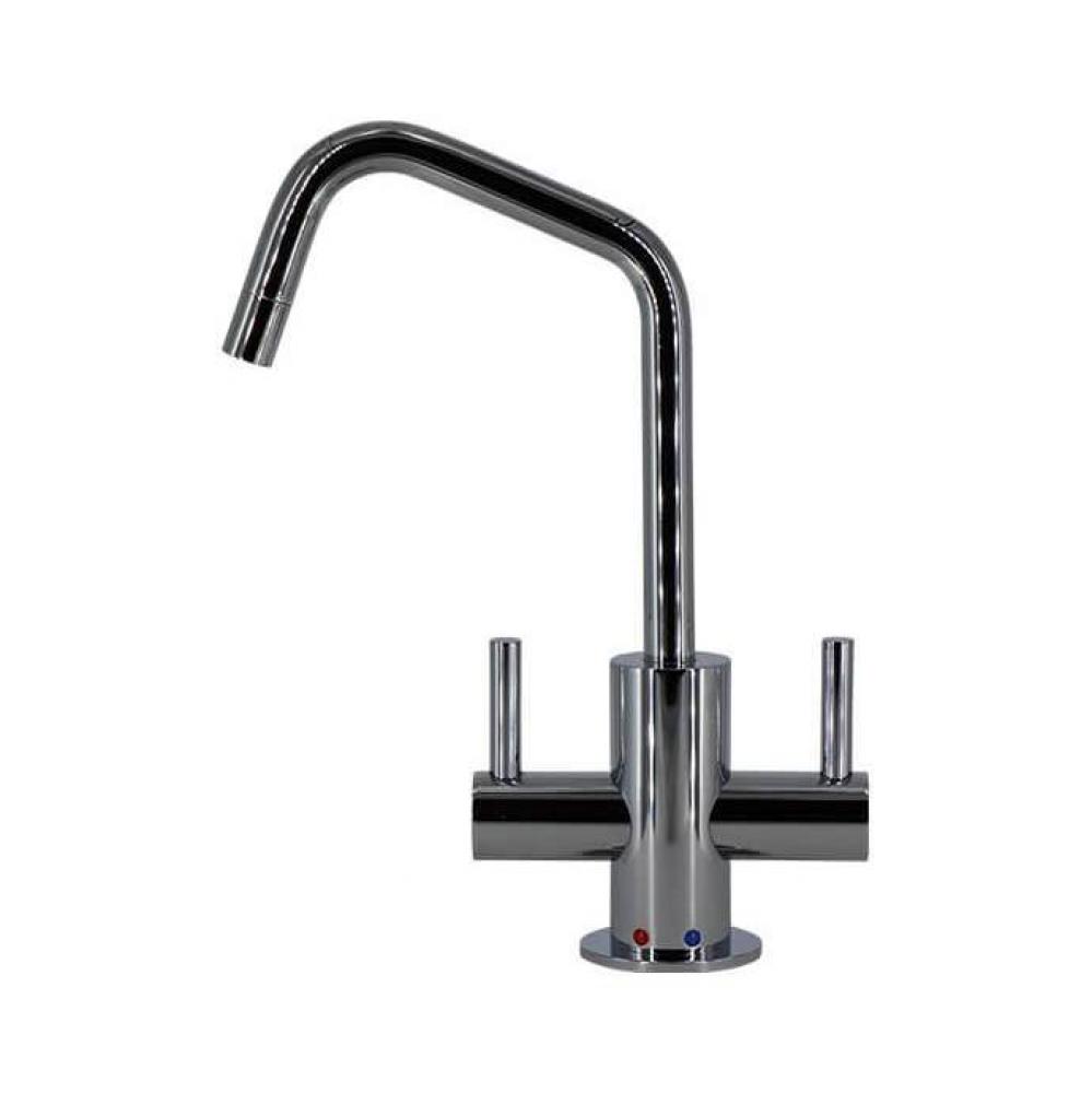 Hot & Cold Water Faucet with Contemporary Round Body & Handles (120-degree Spout)