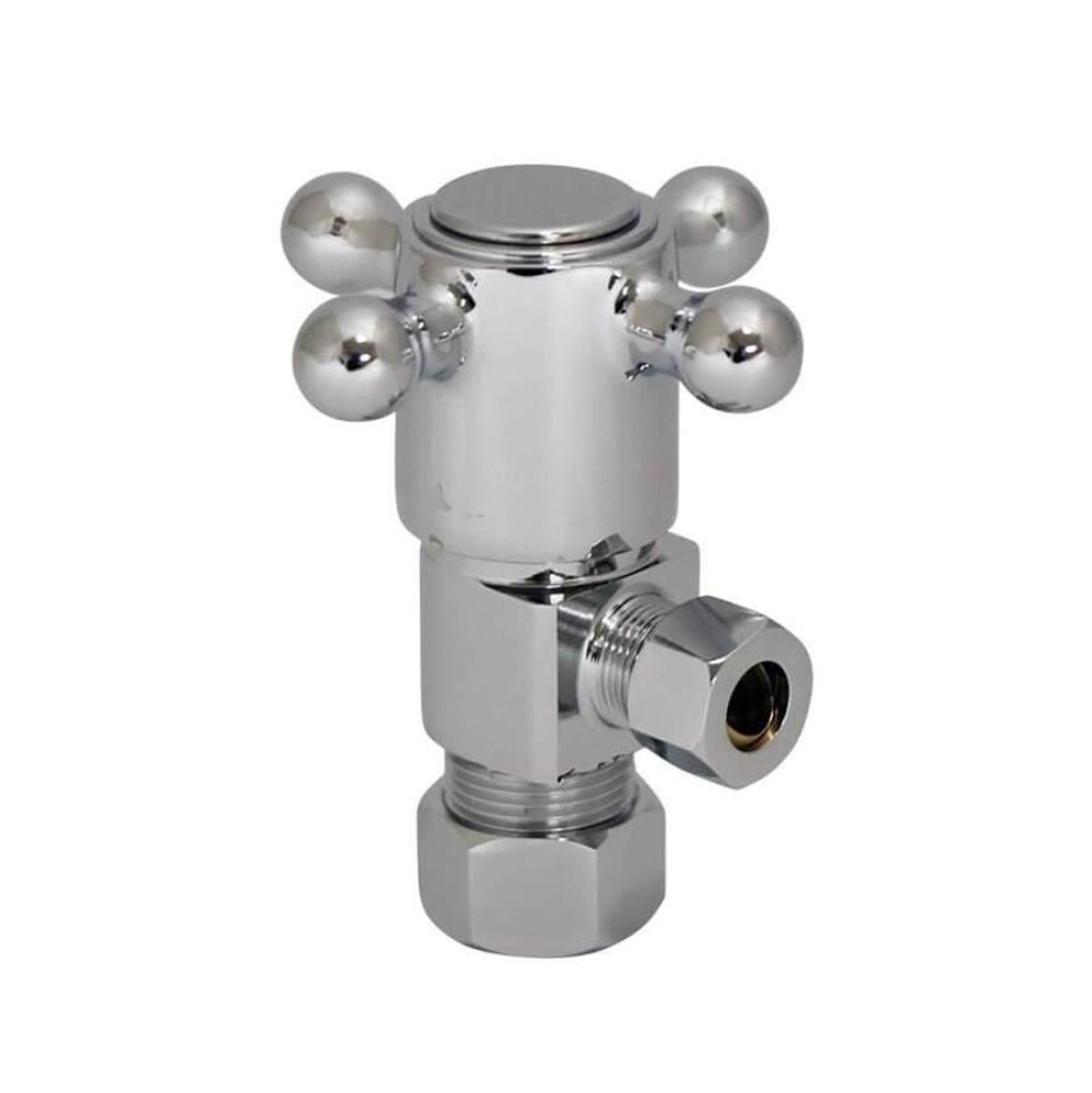 Brass Cross Handle with 1/4 Turn Ceramic Disc Cartridge Valve - Lead Free - Angle (1/2 Inch Compre