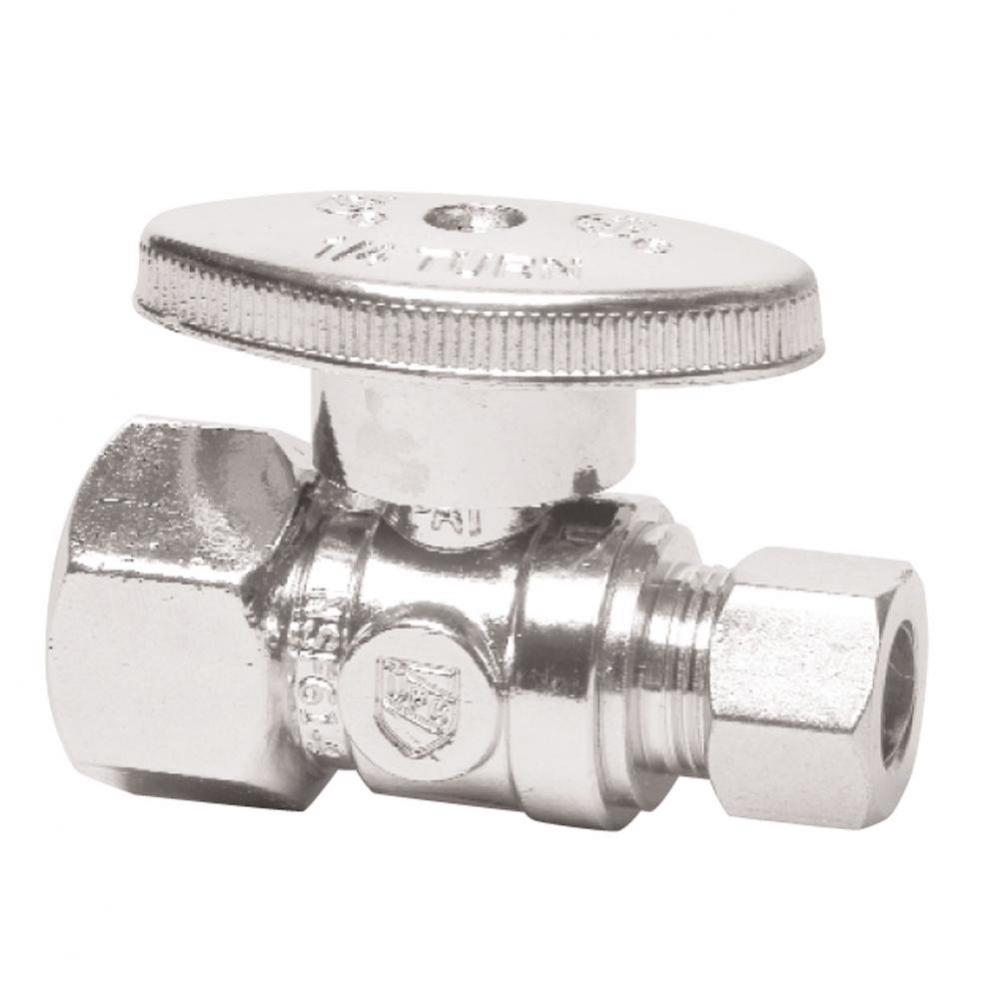 Brass Oval Handle with 1/4 Turn Ball Valve - Lead Free - Straight (1/2'' Compression)