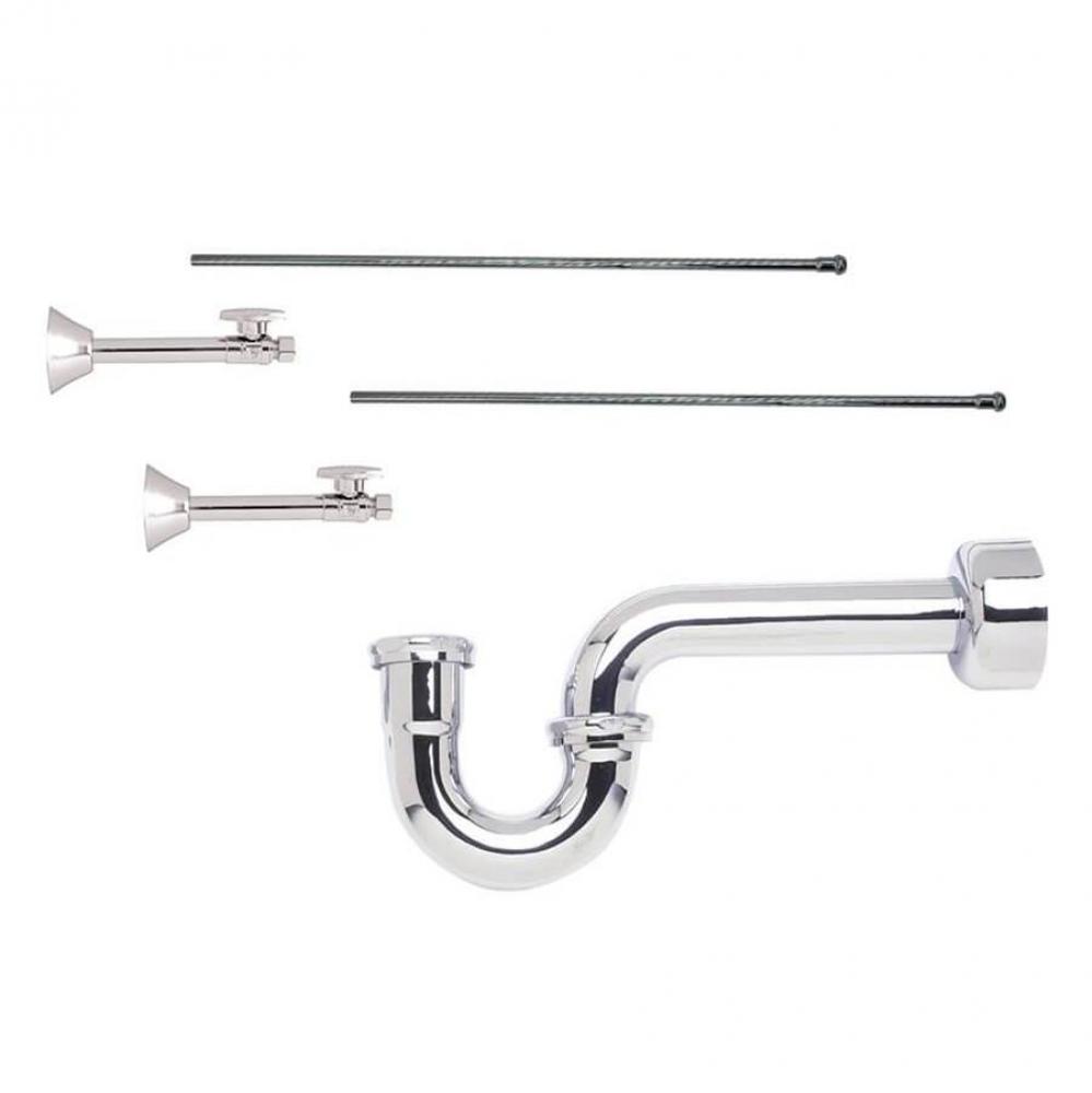 Lavatory Supply Kit - Brass Oval Handle with 1/4 Turn Ball Valve (MT317-NL) - Straight Sweat, P-Tr