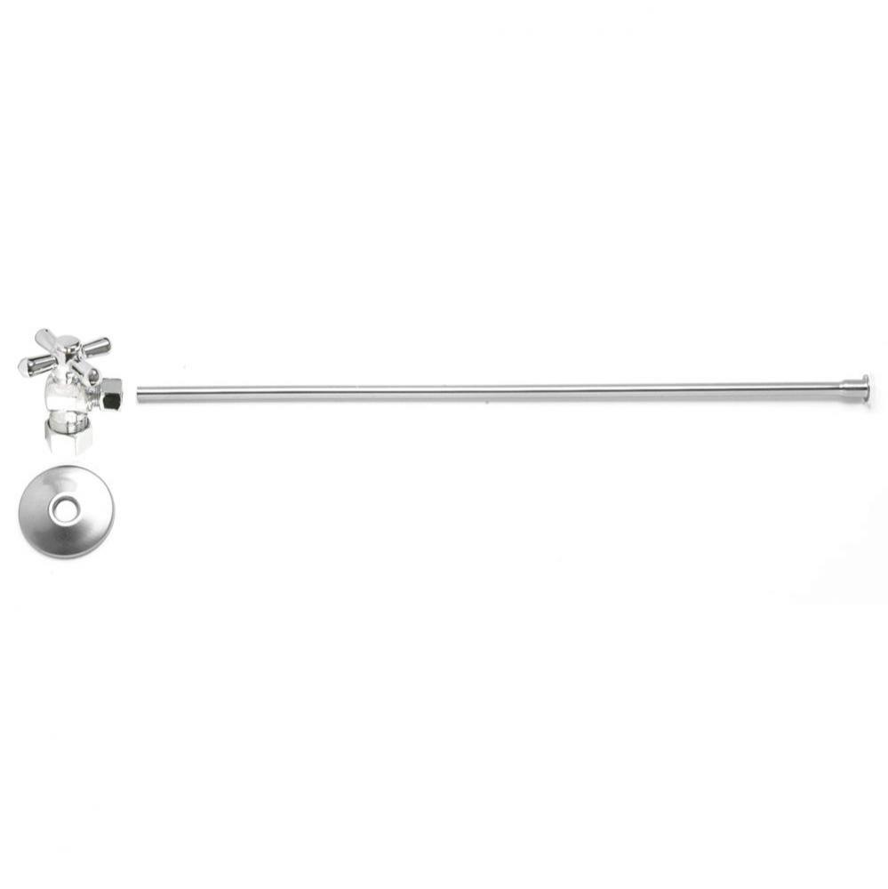 Toilet Supply Kit - Brass Cross Handle with 1/4 Turn Ball Valve (MT621-NL) - Angle, Flat Head Rise