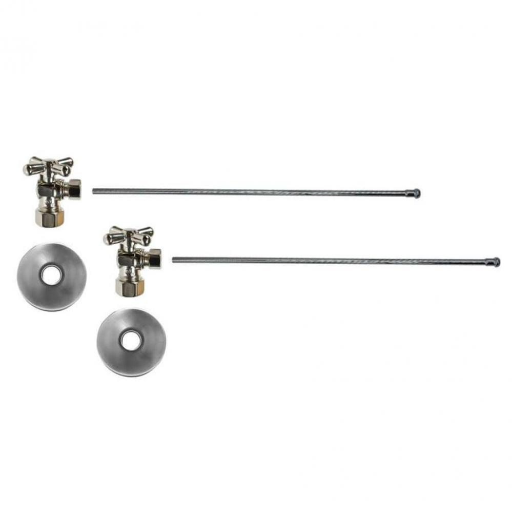 Lavatory Supply Kit - Brass Cross Handle with 1/4 Turn Ball Valve (MT621-NL) - Angle, No Trap