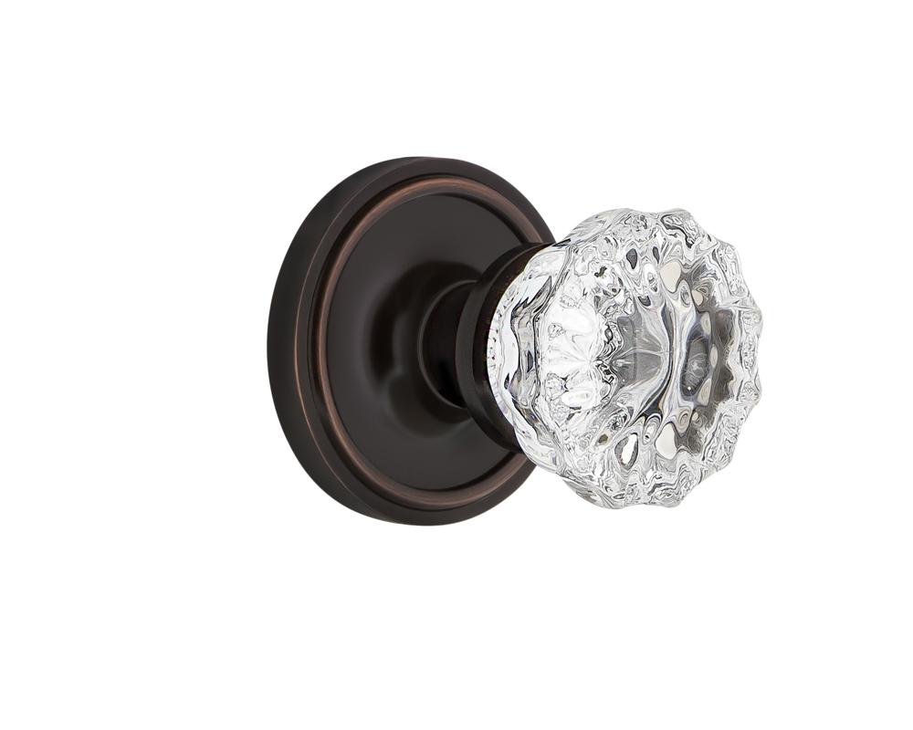 Nostalgic Warehouse Classic Rosette Passage Crystal Glass Door Knob in Timeless Bronze