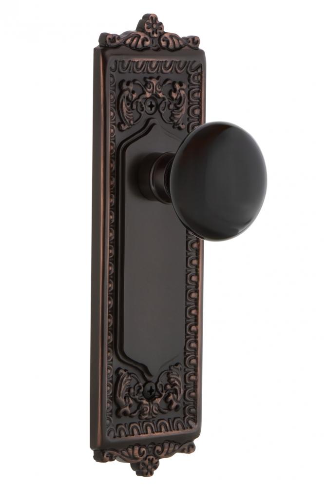 Nostalgic Warehouse Egg & Dart Plate Passage Black Porcelain Door Knob in Timeless Bronze