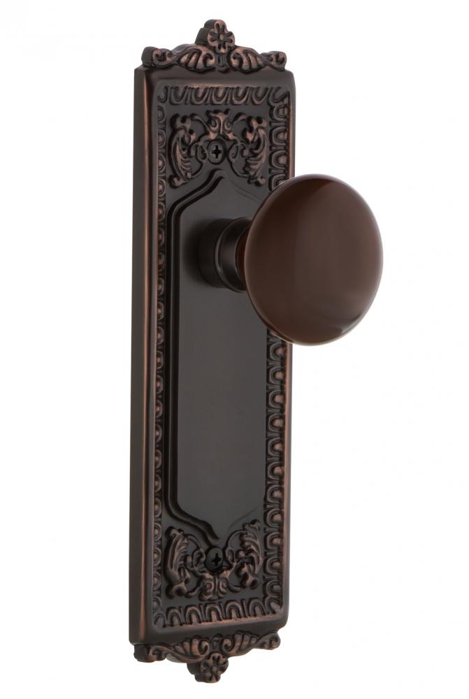 Nostalgic Warehouse Egg & Dart Plate Passage Brown Porcelain Door Knob in Timeless Bronze