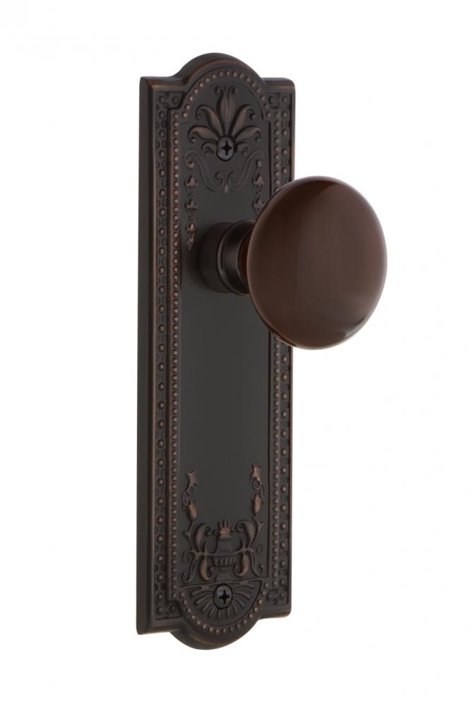 Nostalgic Warehouse Meadows Plate Passage Brown Porcelain Door Knob in Timeless Bronze