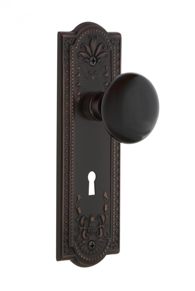 Nostalgic Warehouse Meadows Plate with Keyhole Passage Black Porcelain Door Knob in Timeless Bronz