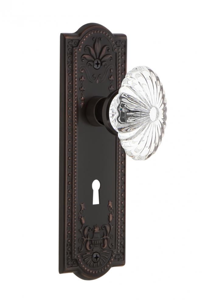 Nostalgic Warehouse Meadows Plate with Keyhole Passage Oval Fluted Crystal Glass Door Knob in Time