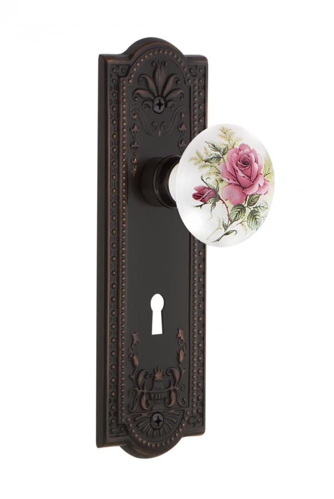 Nostalgic Warehouse Meadows Plate with Keyhole Passage White Rose Porcelain Door Knob in Timeless