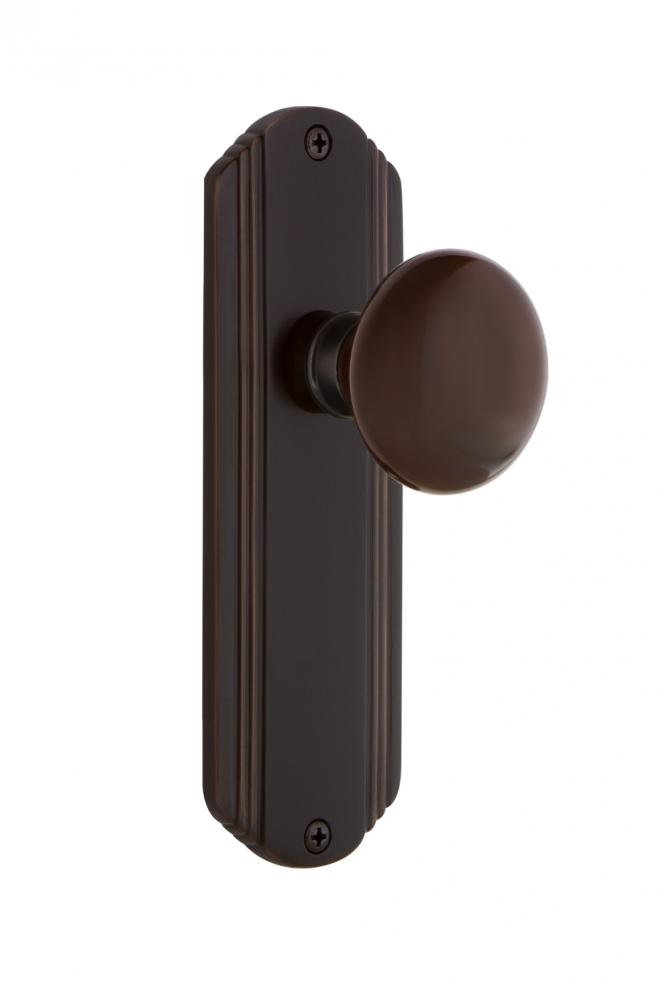 Nostalgic Warehouse Deco Plate Single Dummy Brown Porcelain Door Knob in Timeless Bronze