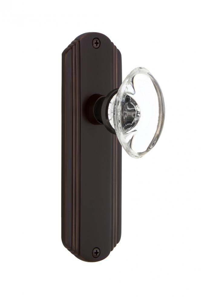 Nostalgic Warehouse Deco Plate Single Dummy Oval Clear Crystal Glass Door Knob in Timeless Bronze