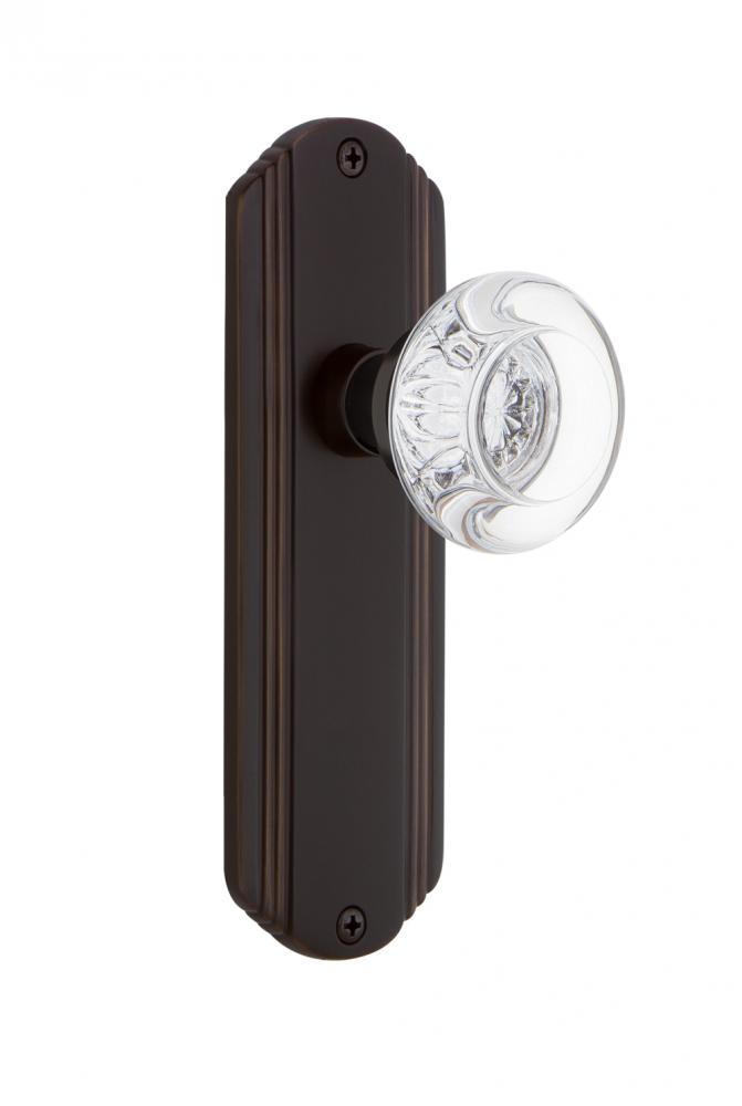 Nostalgic Warehouse Deco Plate Single Dummy Round Clear Crystal Glass Door Knob in Timeless Bronze