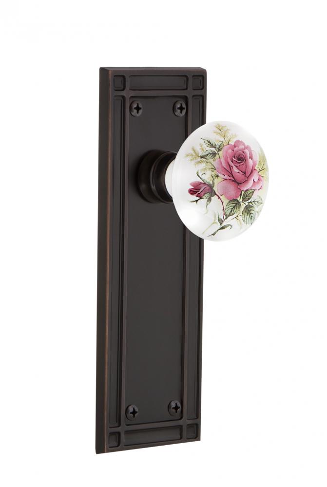 Nostalgic Warehouse Mission Plate Single Dummy White Rose Porcelain Door Knob in Timeless Bronze