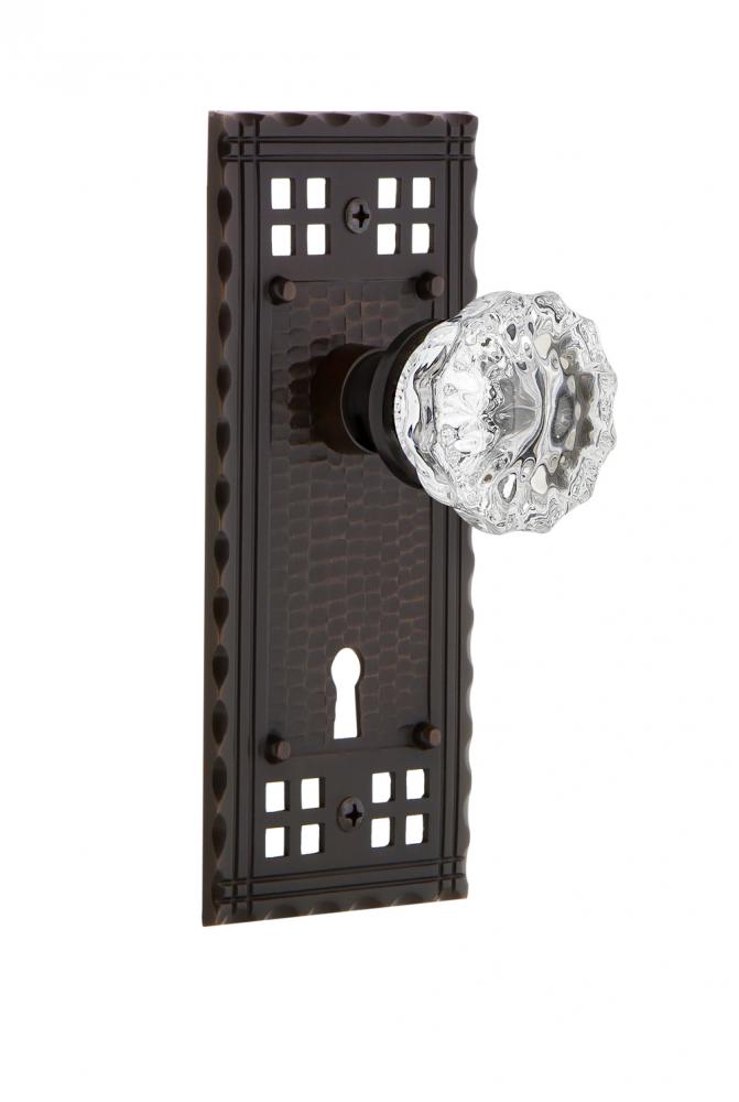 Nostalgic Warehouse Craftsman Plate with Keyhole Single Dummy Crystal Glass Door Knob in Timeless